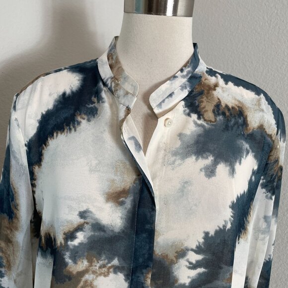 Chicos Womens 14 Tie dye High Low Tunic Top Button Up Blouse Shirt Long Sleeve - Picture 2 of 13